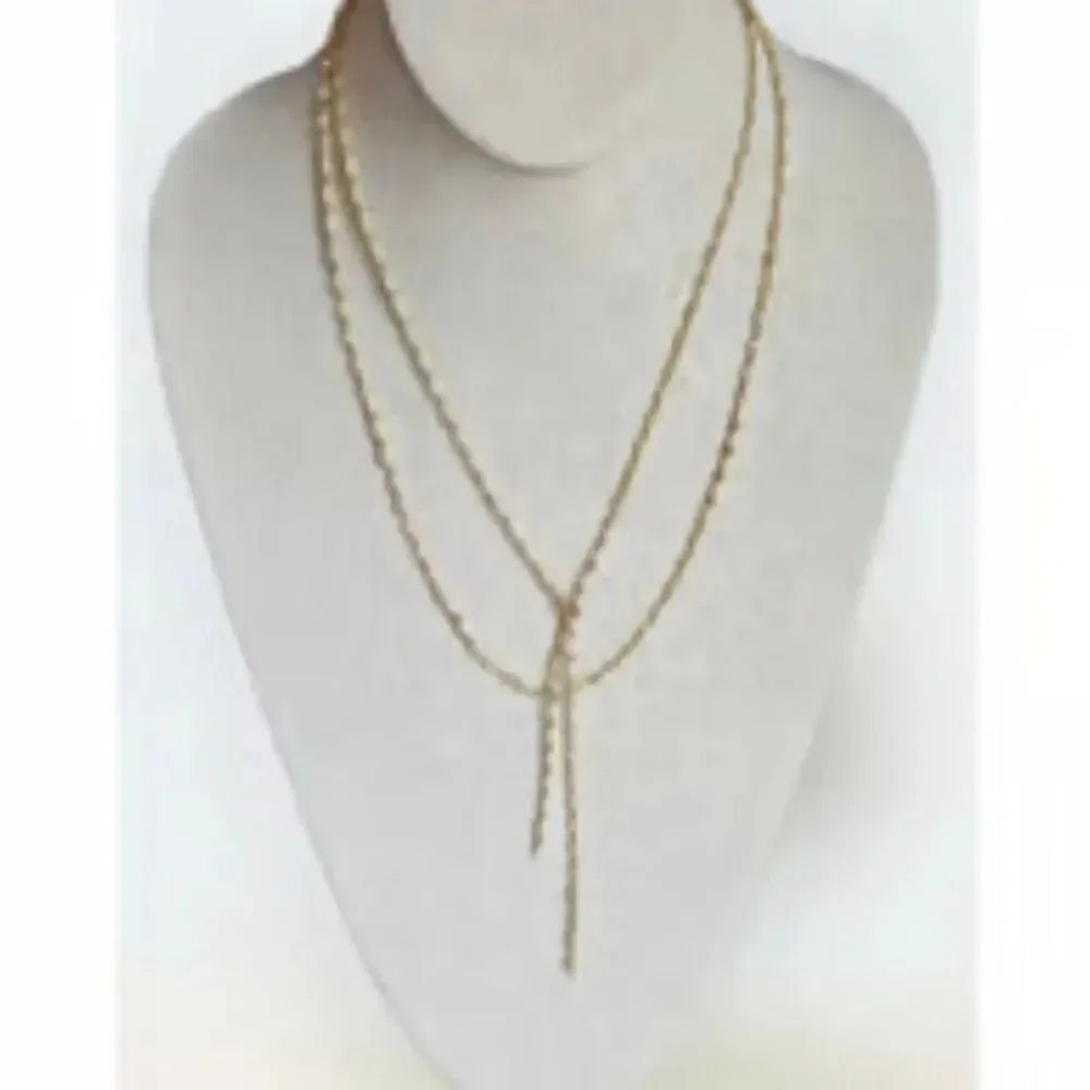 PARK LANE | Whisper Necklace Gold‎ Tone Lariat Doubke Chain Layered Dainty